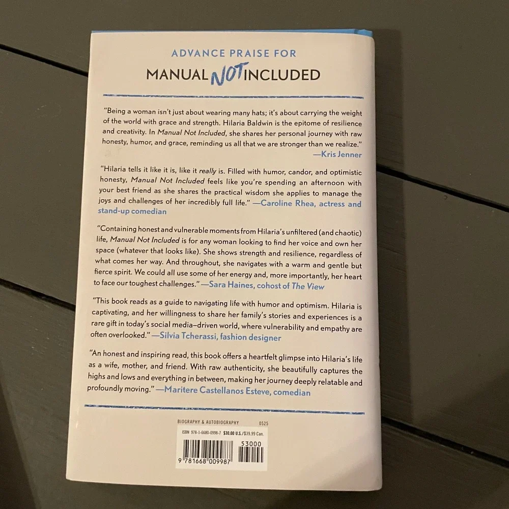 Manual Not‎ Included Hilaria Baldwin Paperback Biography Memoir